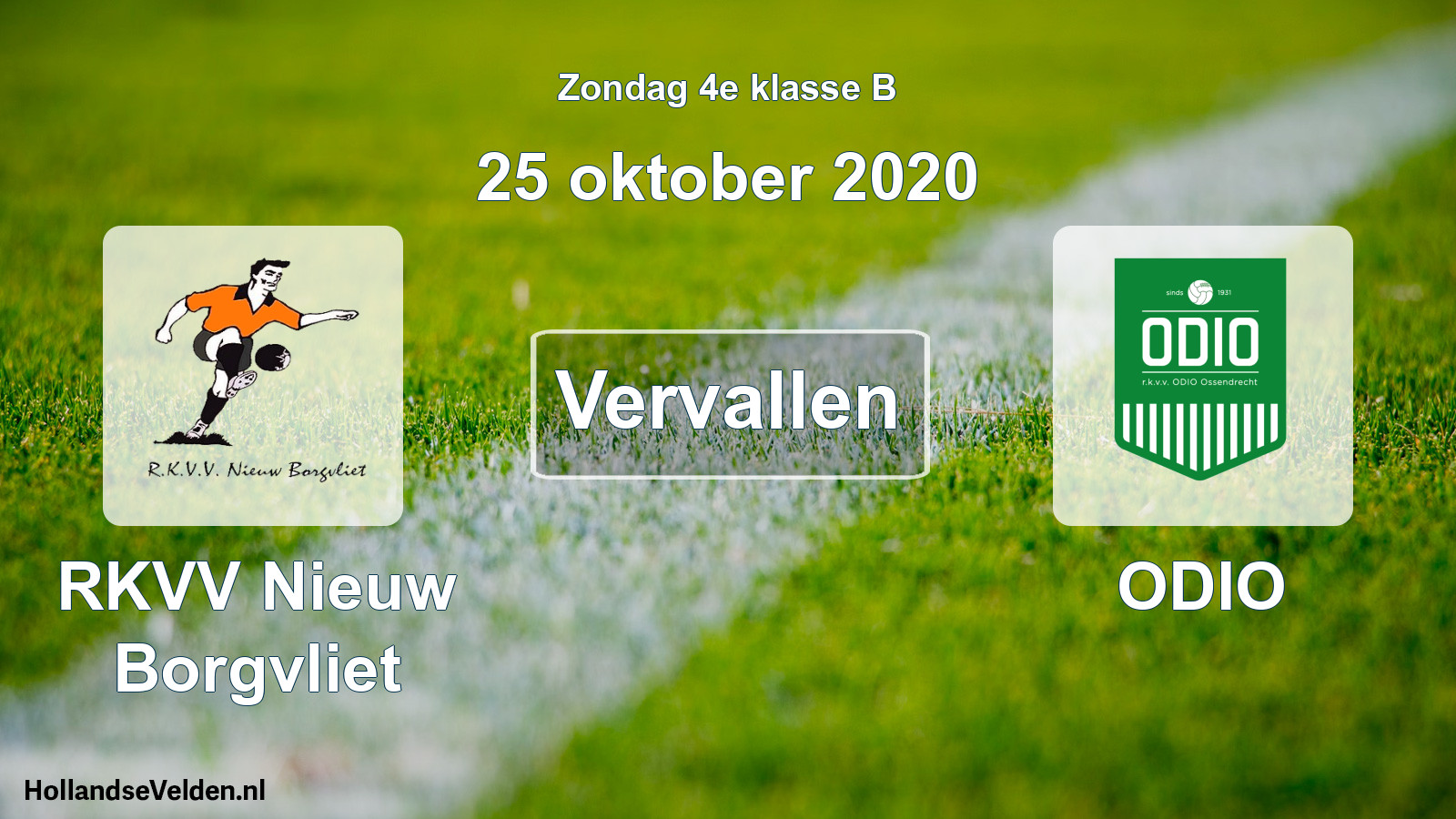 Scheduled Match: RKVV Nieuw Borgvliet - ODIO (25 October 2020)