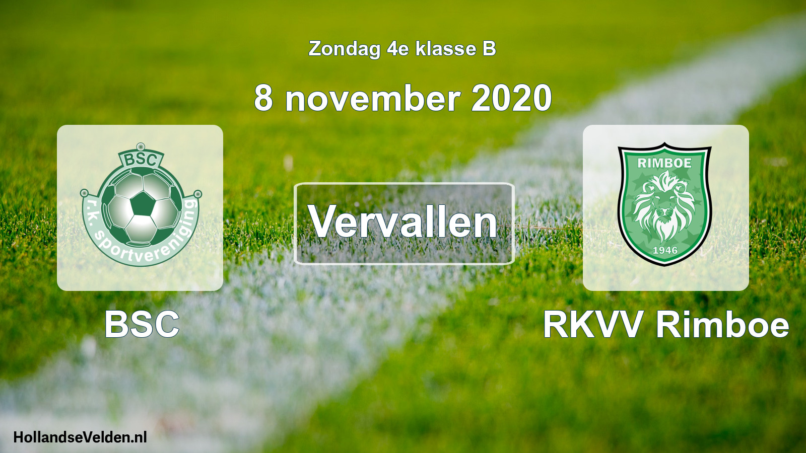 Scheduled Match: BSC - RKVV Rimboe (8 November 2020)