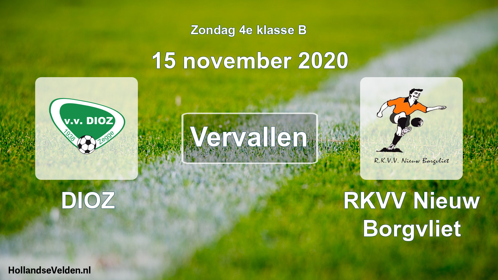 Scheduled Match: DIOZ - RKVV Nieuw Borgvliet (15 November 2020)