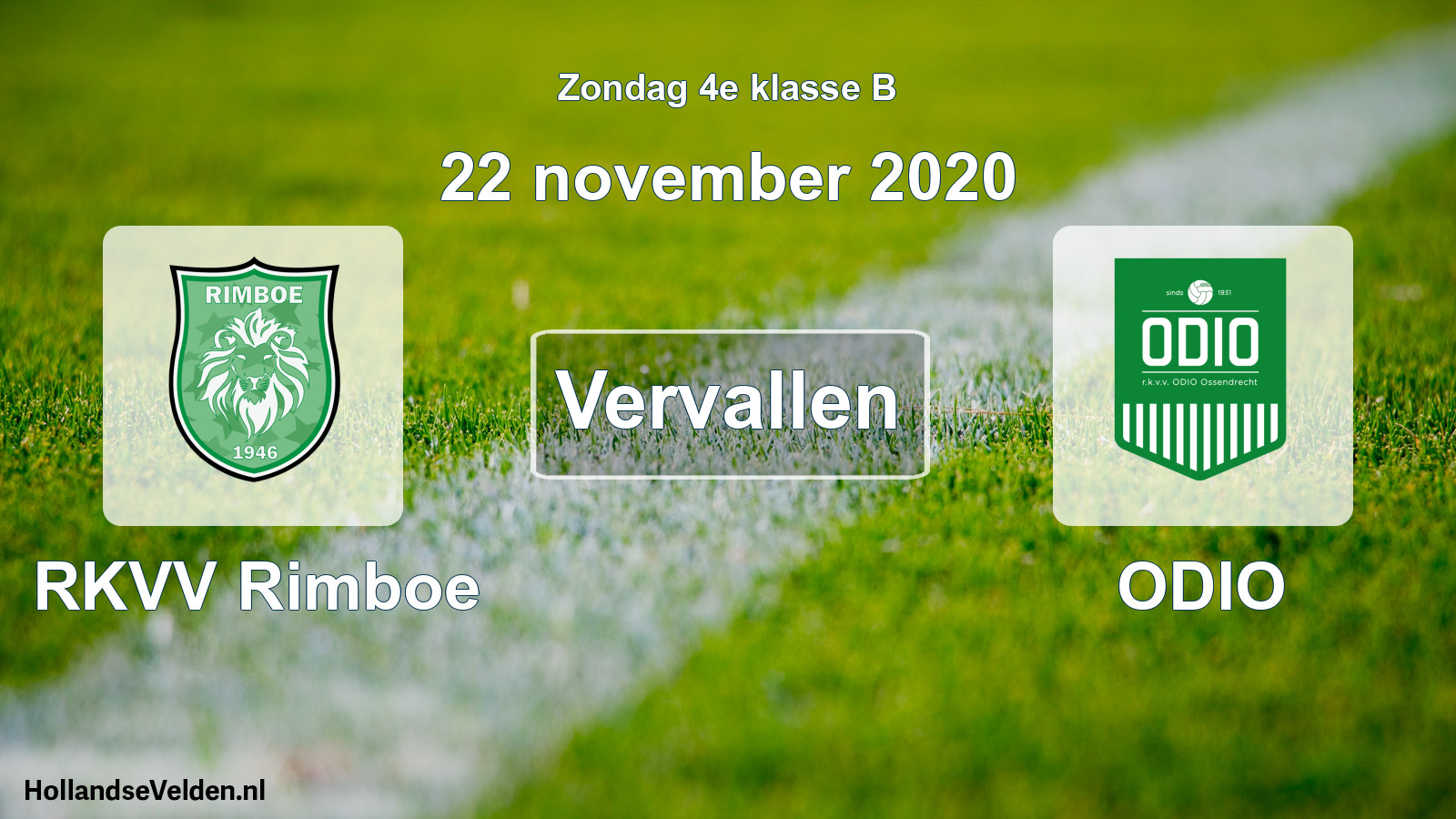 Scheduled Match: RKVV Rimboe - ODIO (22 November 2020)