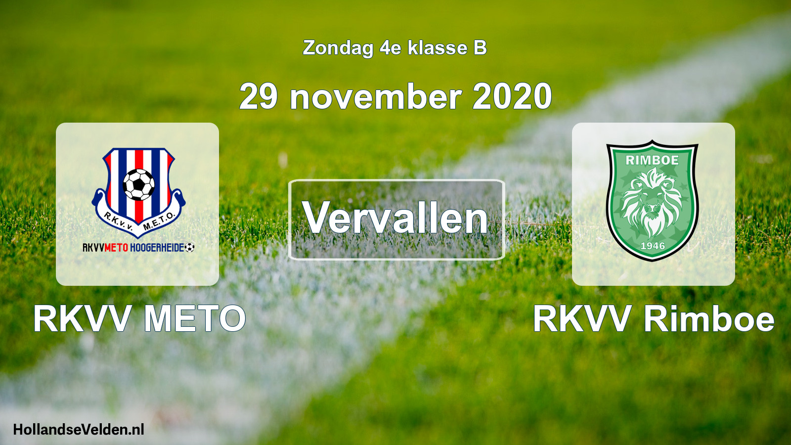 Scheduled Match: RKVV METO - RKVV Rimboe (29 November 2020)