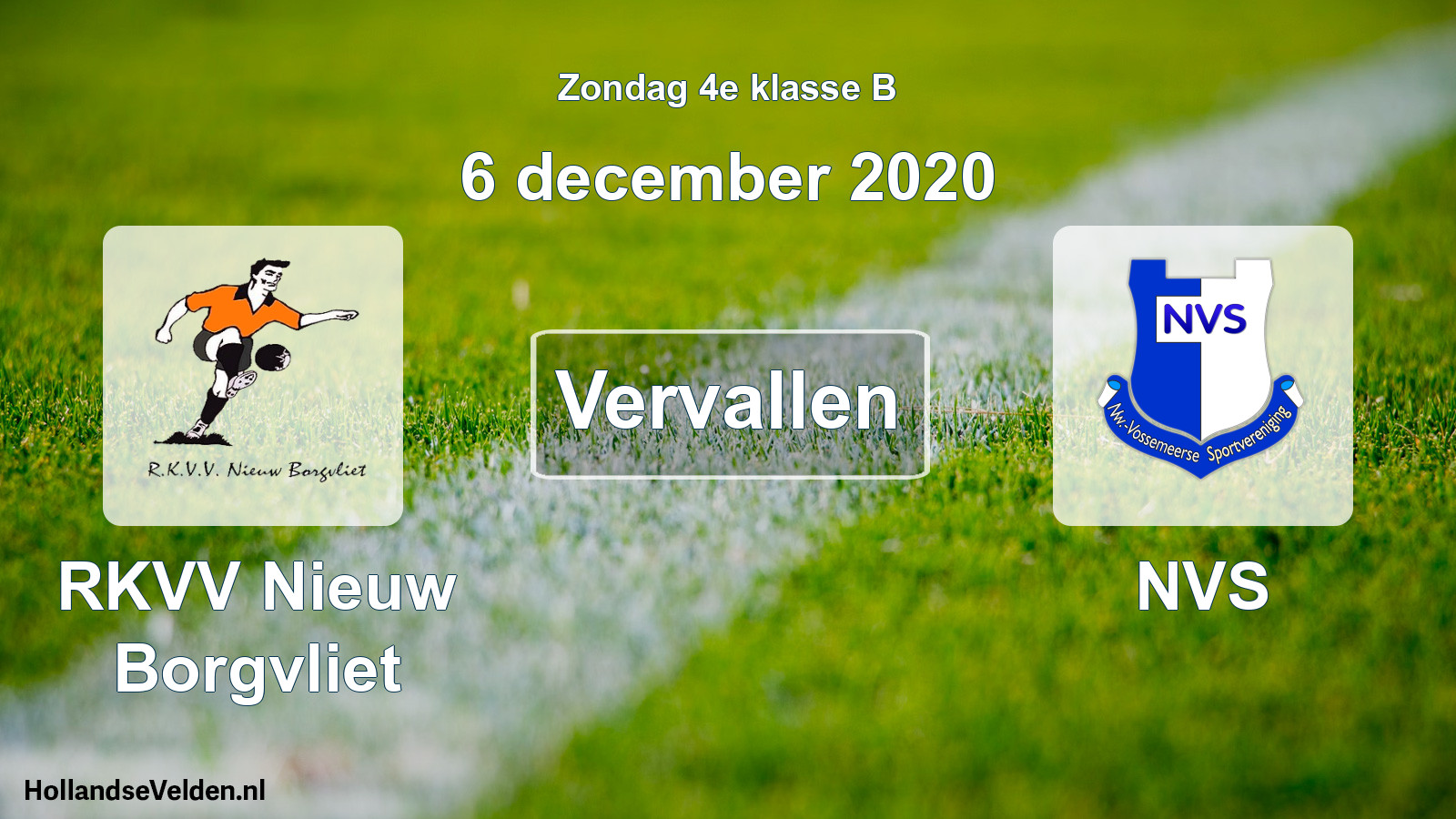 Scheduled Match: RKVV Nieuw Borgvliet - NVS (6 December 2020)