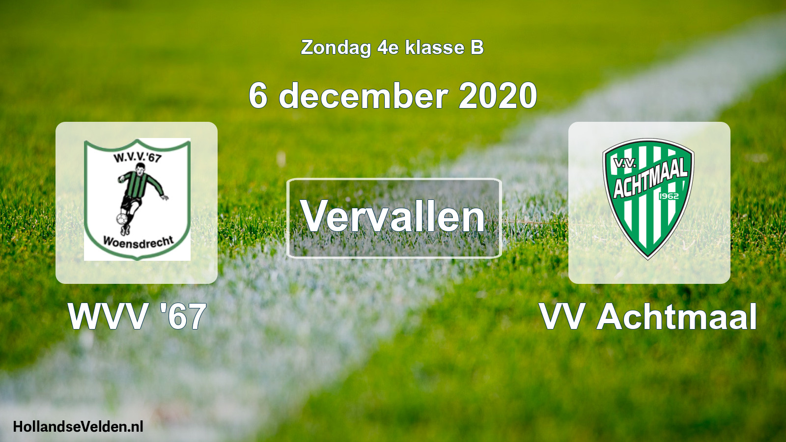 Scheduled Match: WVV '67 - VV Achtmaal (6 December 2020)