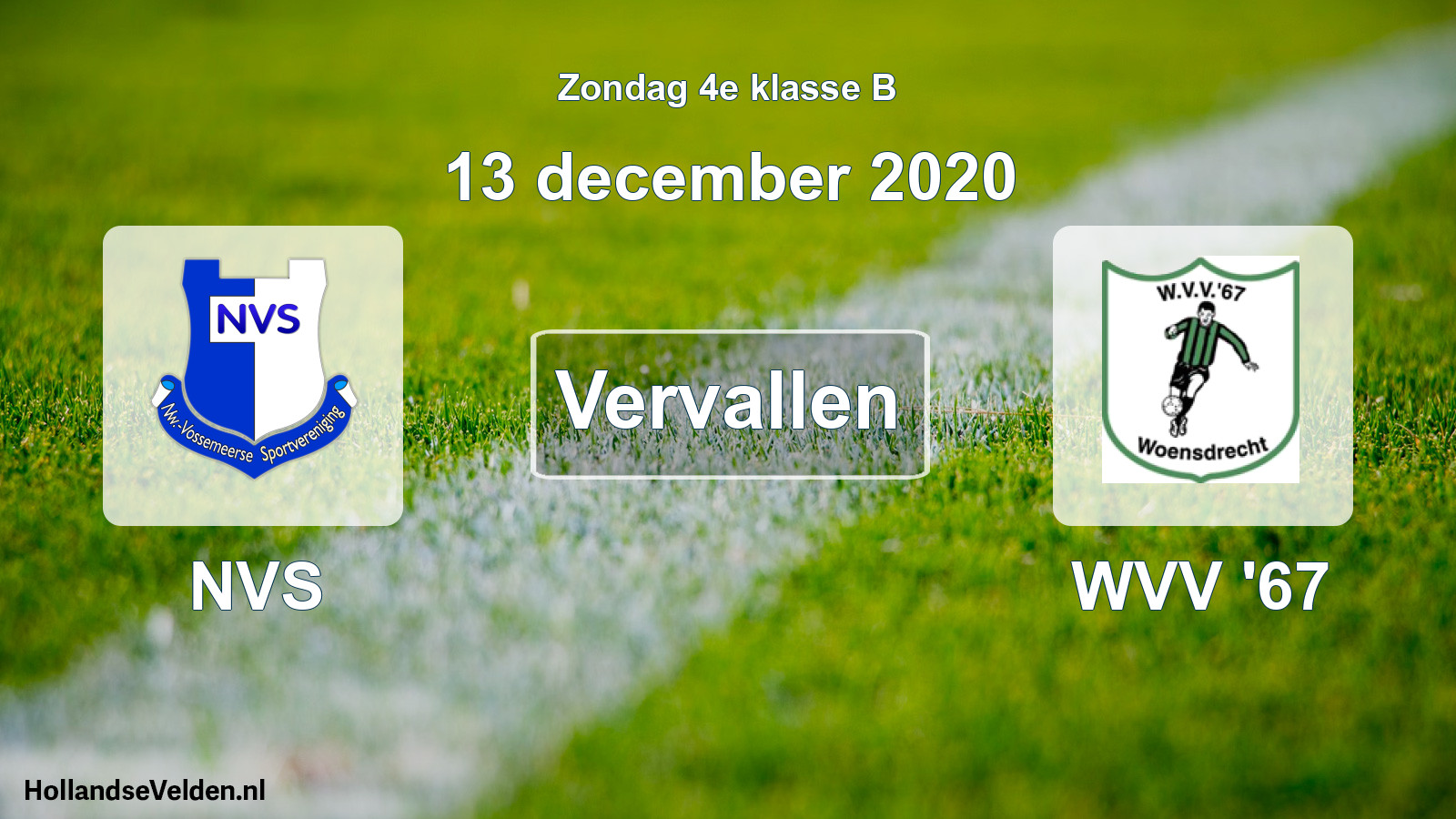 Scheduled Match: NVS - WVV '67 (13 December 2020)