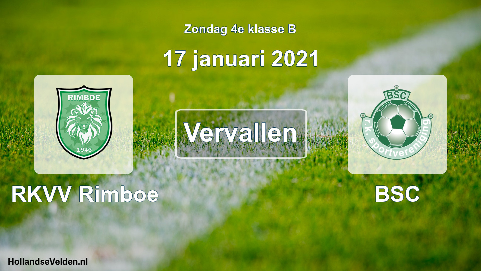 Scheduled Match: RKVV Rimboe - BSC (17 January 2021)
