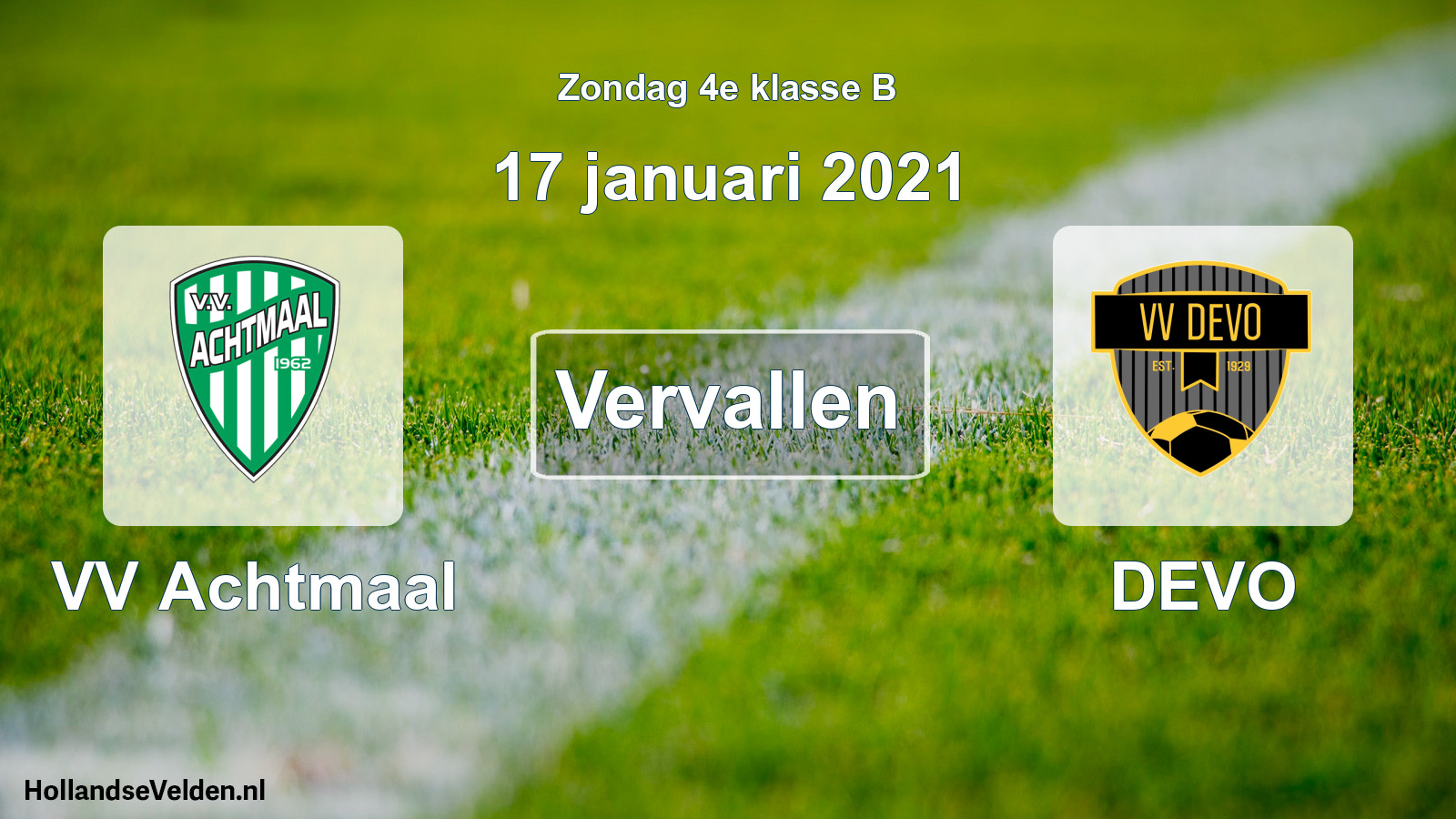 Scheduled Match: VV Achtmaal - DEVO (17 January 2021)
