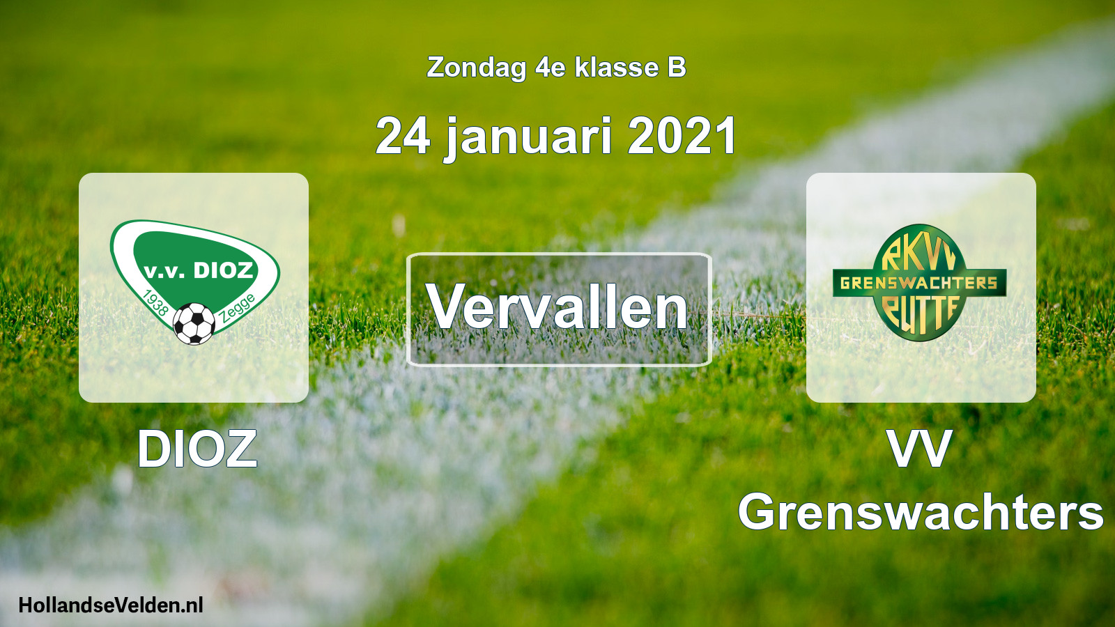 Scheduled Match: DIOZ - VV Grenswachters (24 January 2021)