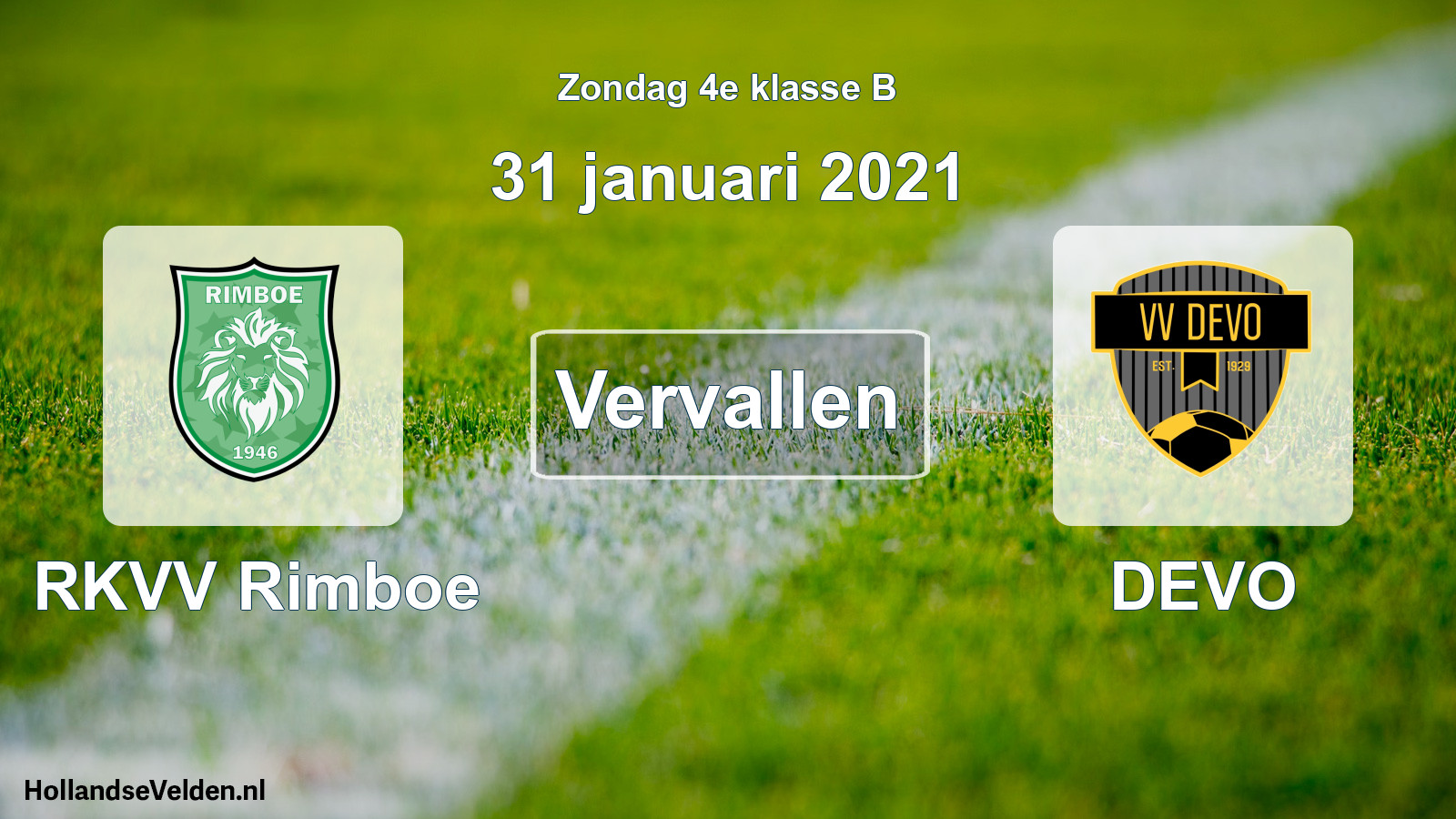 Scheduled Match: RKVV Rimboe - DEVO (31 January 2021)