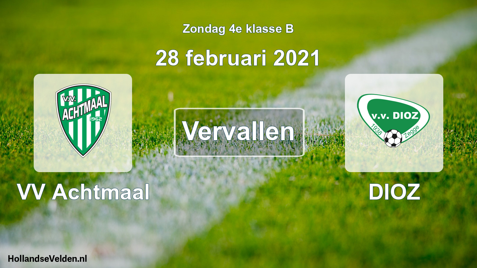 Scheduled Match: VV Achtmaal - DIOZ (28 February 2021)