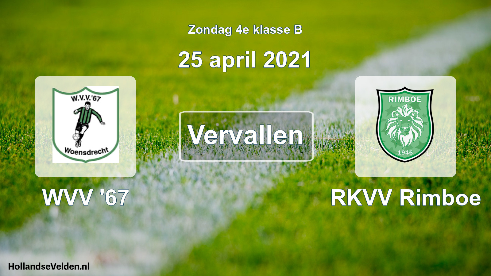Scheduled Match: WVV '67 - RKVV Rimboe (25 April 2021)