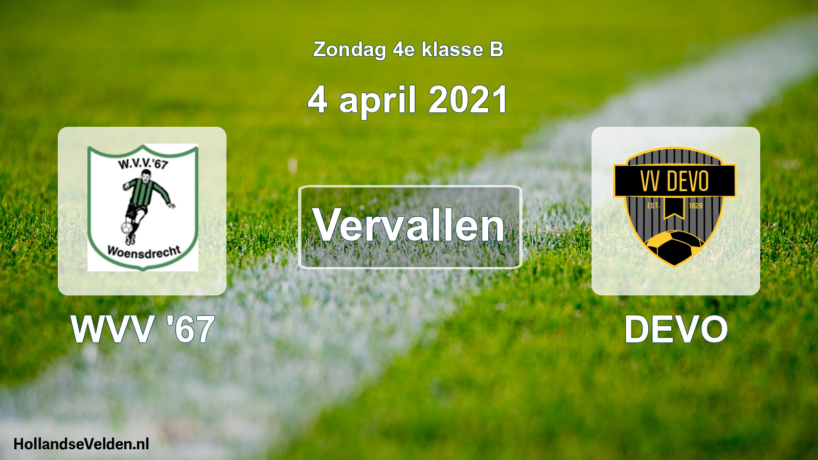 Scheduled Match: WVV '67 - DEVO (4 April 2021)