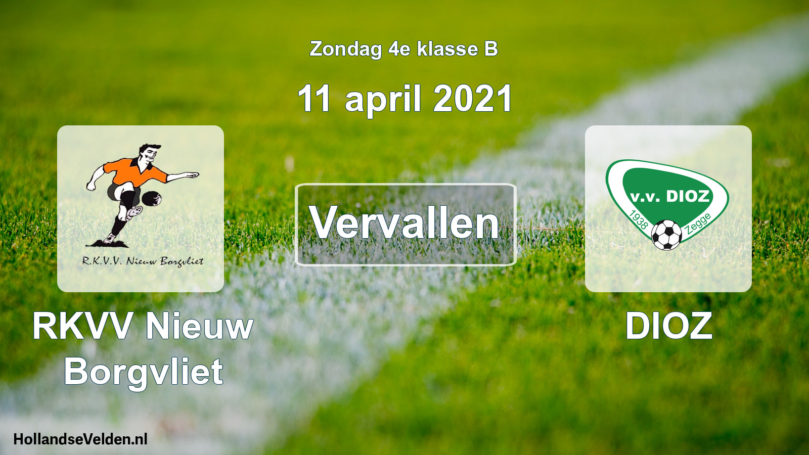 Scheduled Match: RKVV Nieuw Borgvliet - DIOZ (11 April 2021)