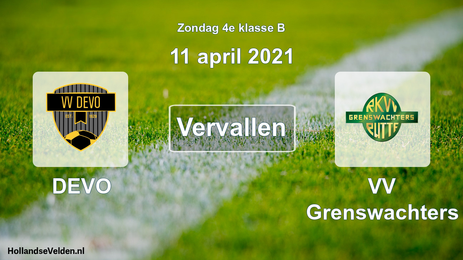 Scheduled Match: DEVO - VV Grenswachters (11 April 2021)