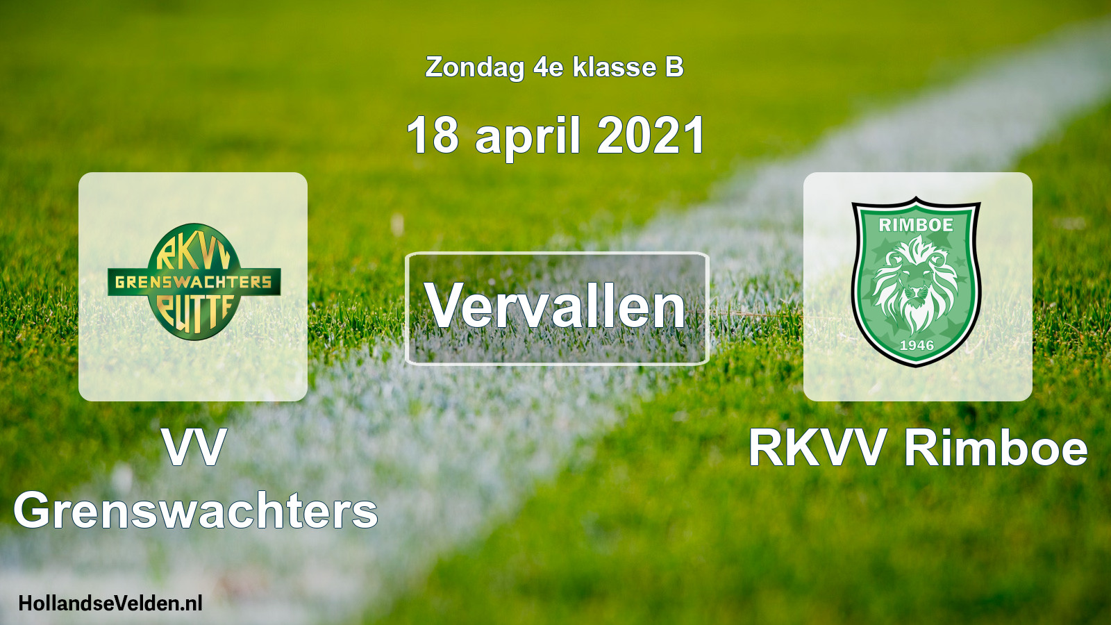 Scheduled Match: VV Grenswachters - RKVV Rimboe (18 April 2021)