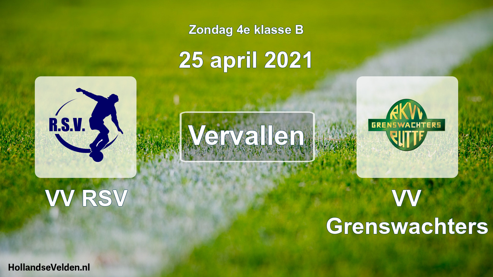 Scheduled Match: VV RSV - VV Grenswachters (25 April 2021)