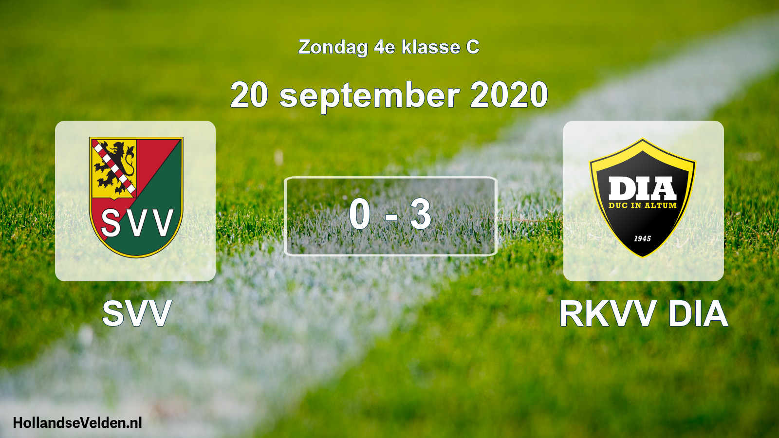 Total number of matches played: SVV - RKVV DIA 0 - 3 (20 September 2020)