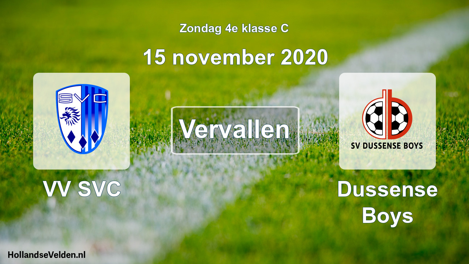 Scheduled Match: VV SVC - Dussense Boys (15 November 2020)