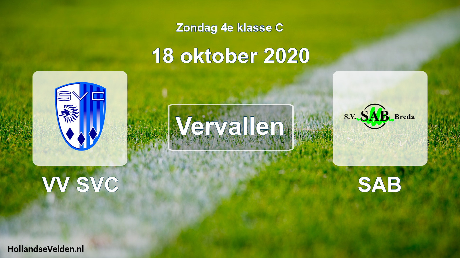 Scheduled Match: VV SVC - SAB (18 October 2020)