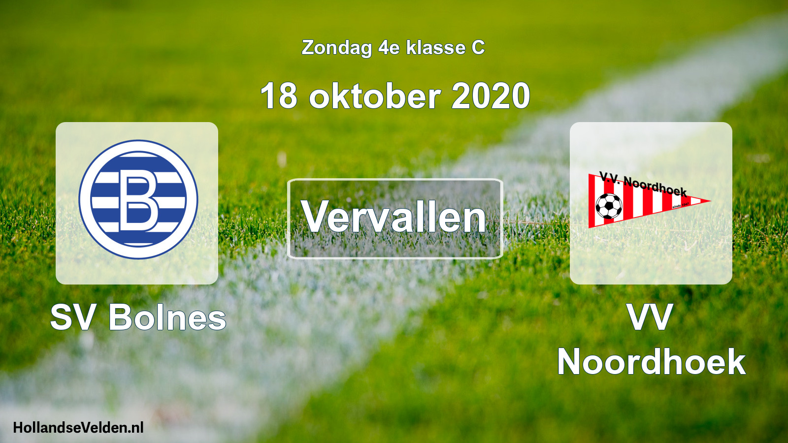 Scheduled Match: SV Bolnes - VV Noordhoek (18 October 2020)