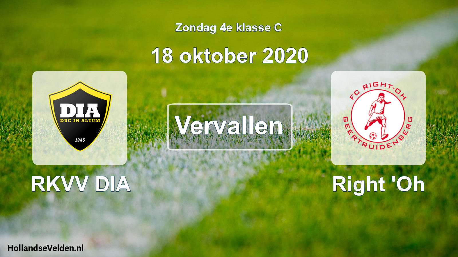 Scheduled Match: RKVV DIA - Right 'Oh (18 October 2020)