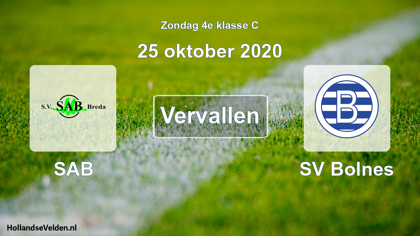 Scheduled Match: SAB - SV Bolnes (25 October 2020)