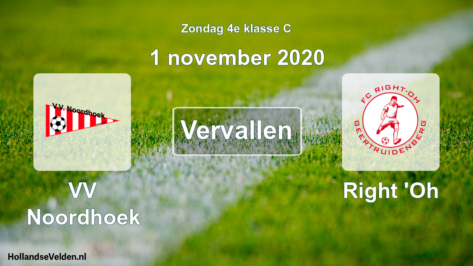 Scheduled Match: VV Noordhoek - Right 'Oh (1 November 2020)