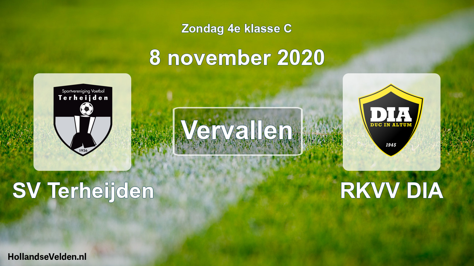 Scheduled Match: SV Terheijden - RKVV DIA (8 November 2020)