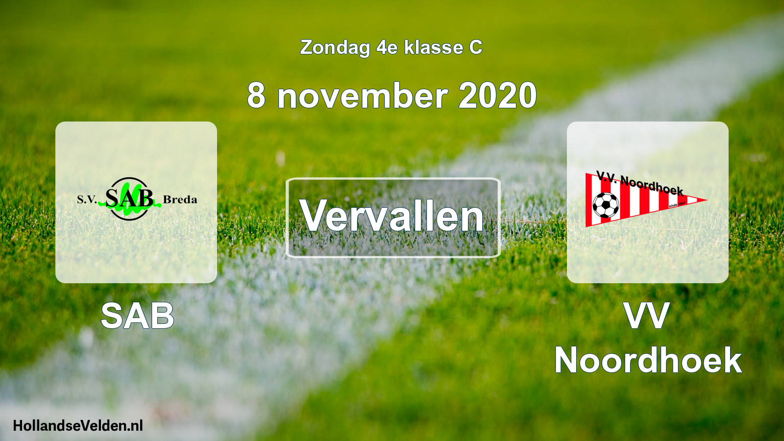 Scheduled Match: SAB - VV Noordhoek (8 November 2020)