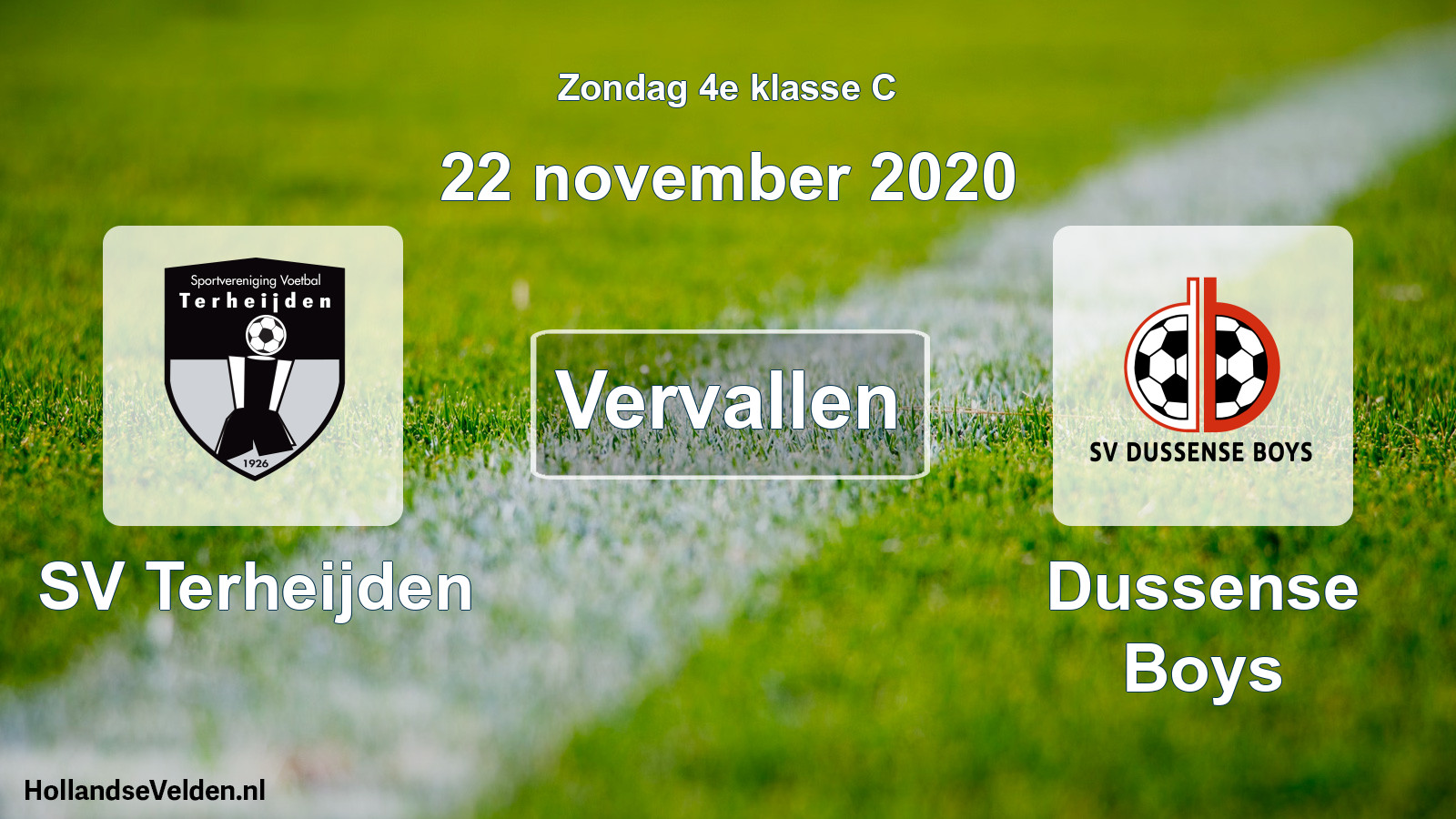 Scheduled Match: SV Terheijden - Dussense Boys (22 November 2020)