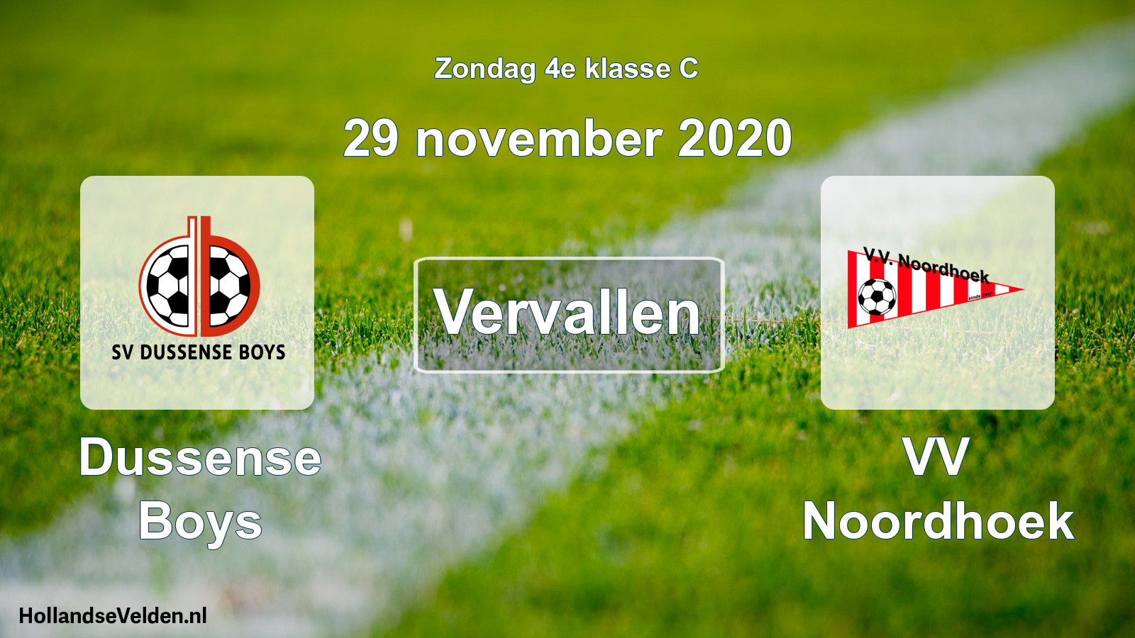 Scheduled Match: Dussense Boys - VV Noordhoek (29 November 2020)