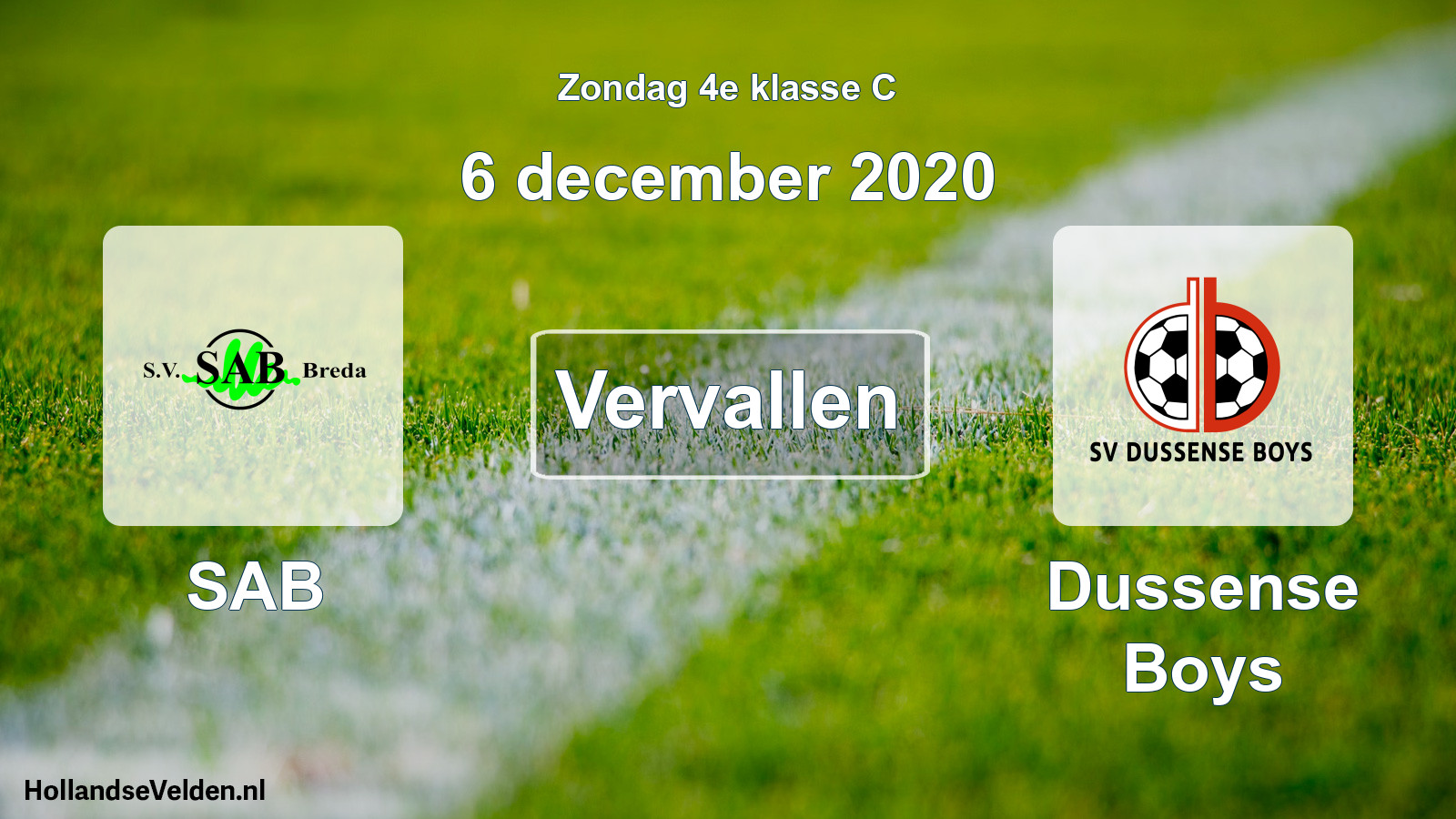 Scheduled Match: SAB - Dussense Boys (6 December 2020)
