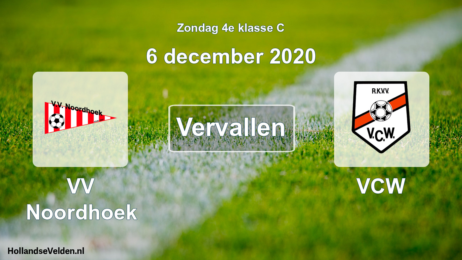 Scheduled Match: VV Noordhoek - VCW (6 December 2020)