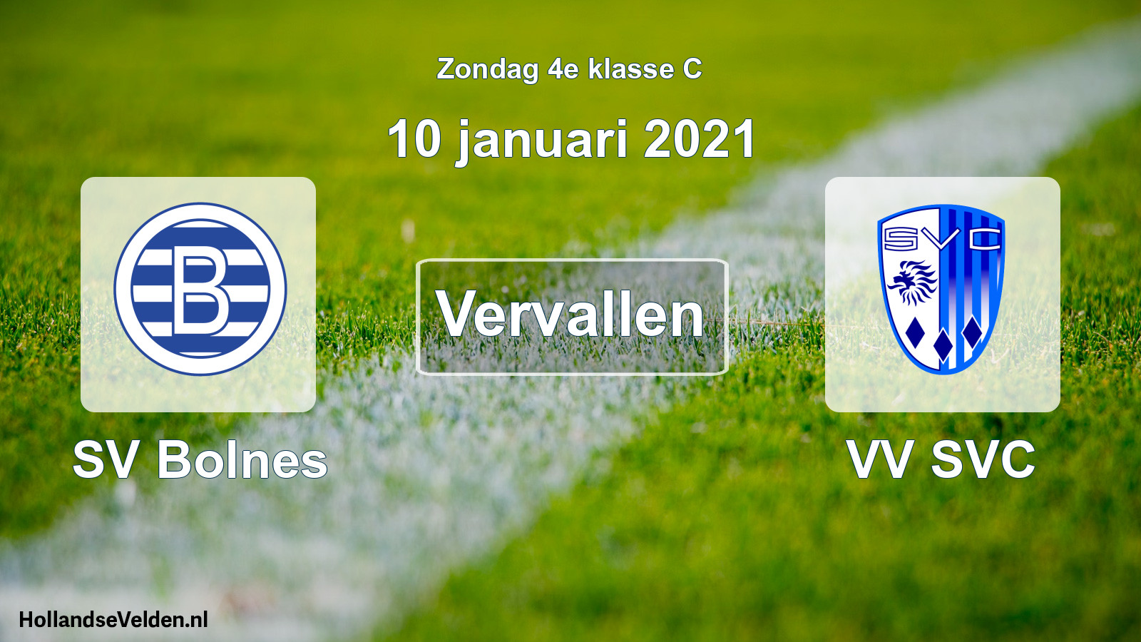 Scheduled Match: SV Bolnes - VV SVC (10 January 2021)