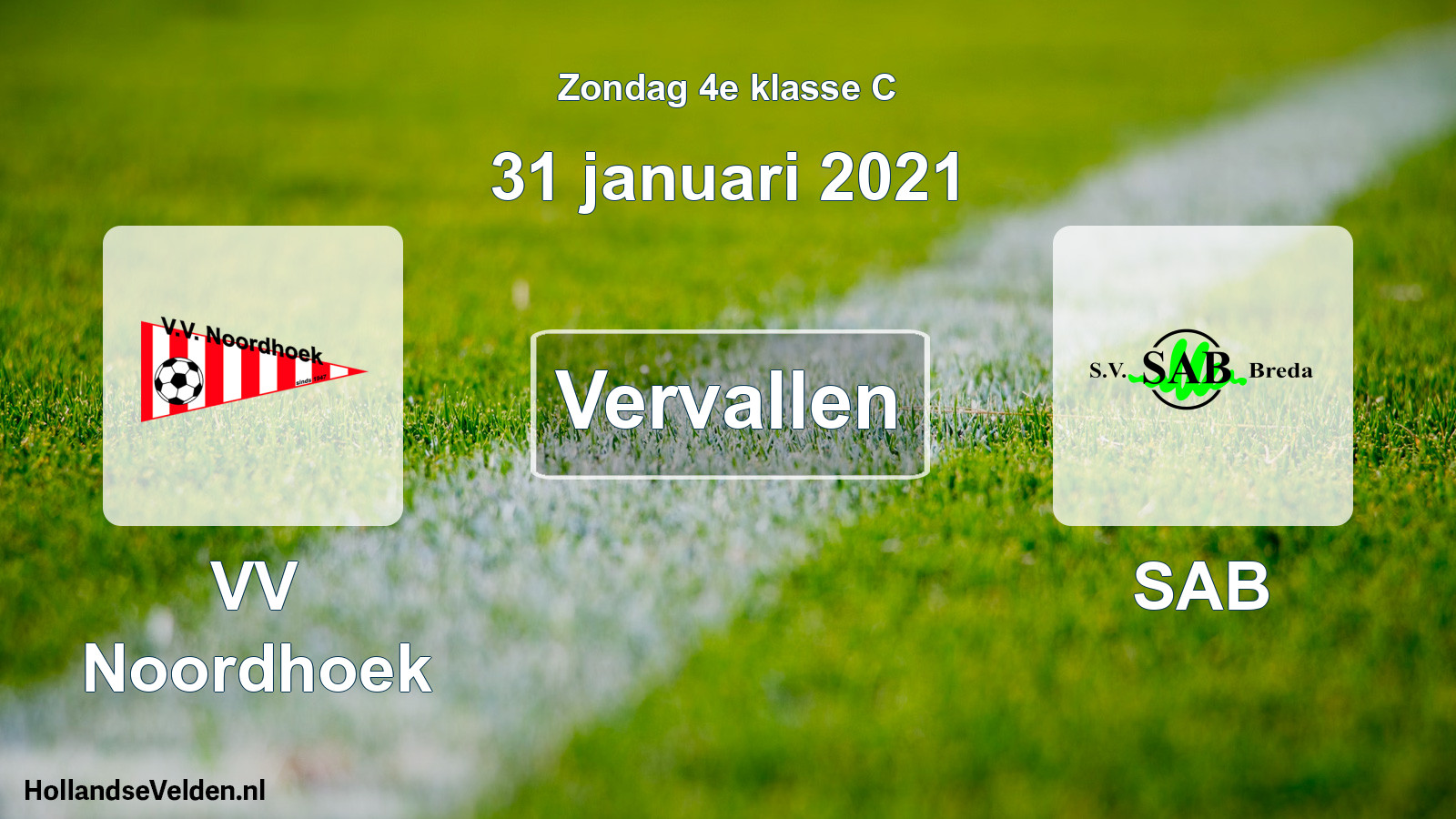 Scheduled Match: VV Noordhoek - SAB (31 January 2021)