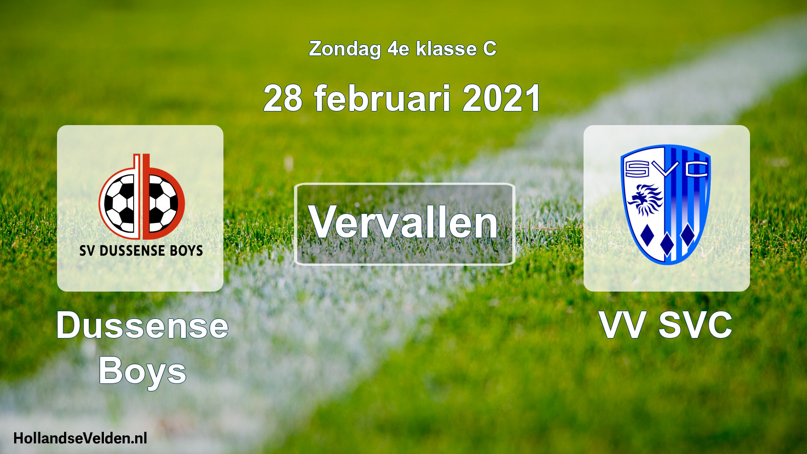 Scheduled Match: Dussense Boys - VV SVC (28 February 2021)