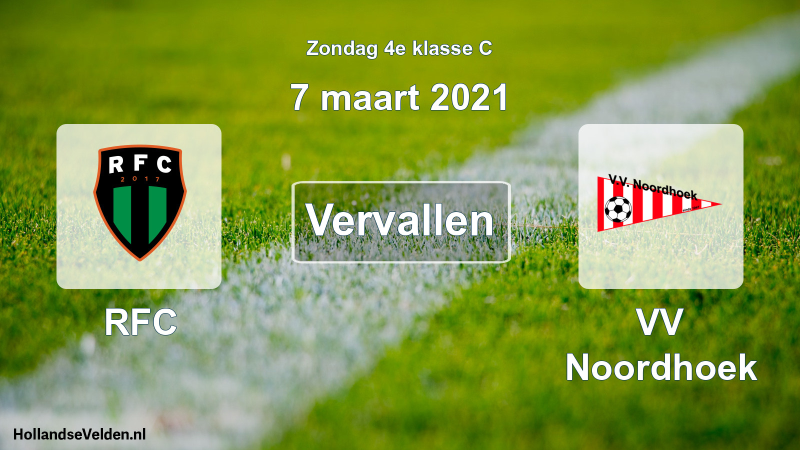 Scheduled Match: RFC - VV Noordhoek (7 March 2021)