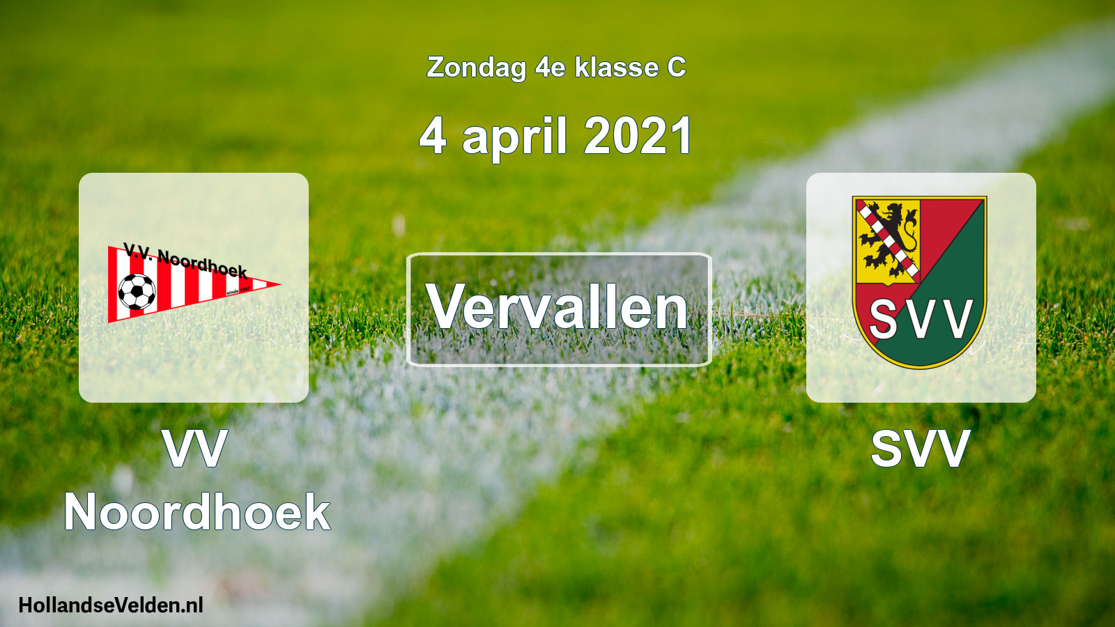 Scheduled Match: VV Noordhoek - SVV (4 April 2021)