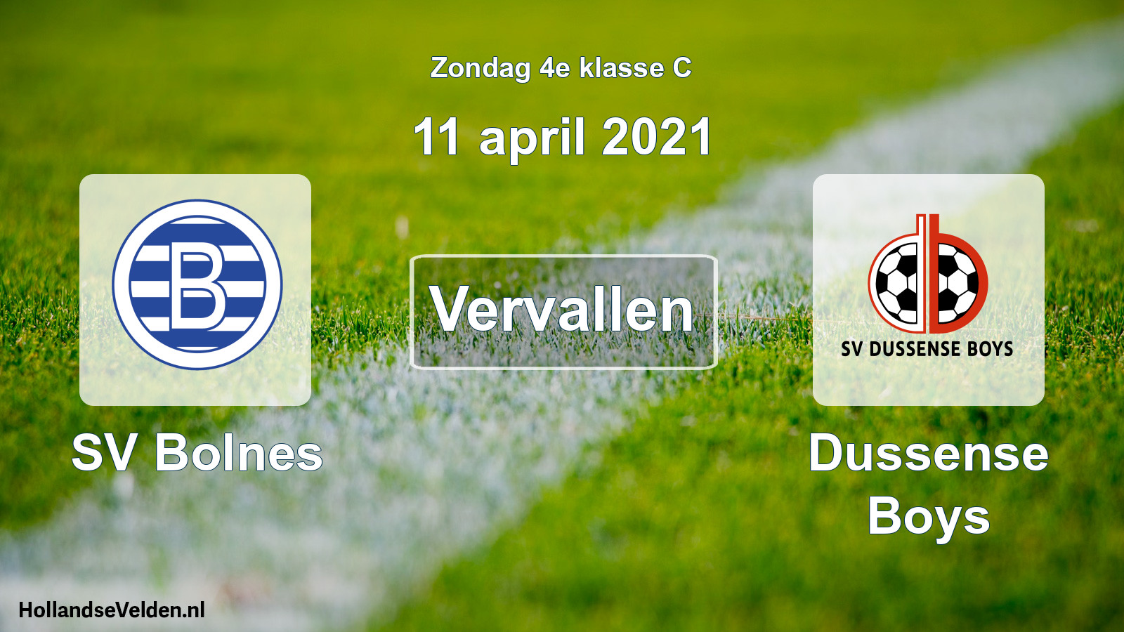 Scheduled Match: SV Bolnes - Dussense Boys (11 April 2021)