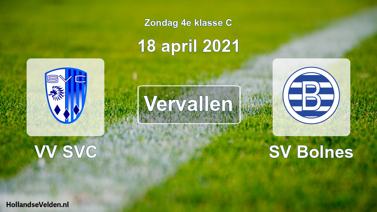 Scheduled Match: VV SVC - SV Bolnes (18 April 2021)