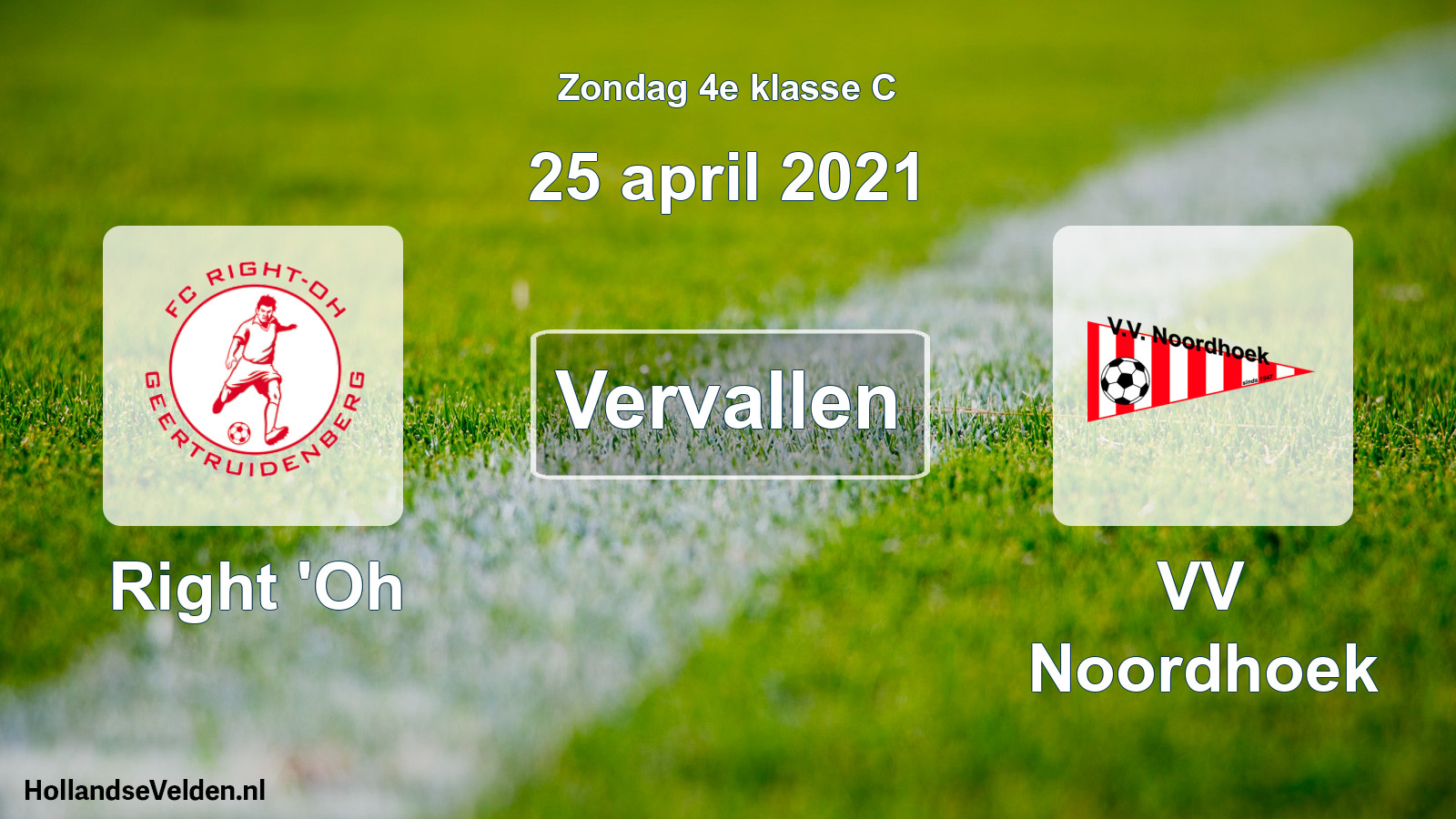 Scheduled Match: Right 'Oh - VV Noordhoek (25 April 2021)