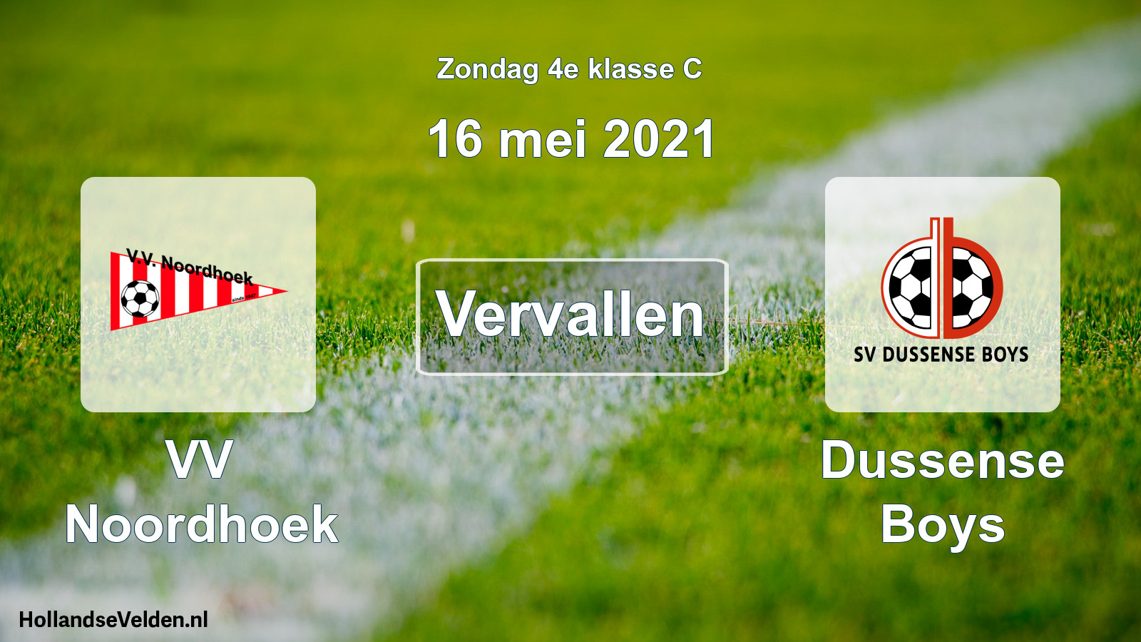 Scheduled Match: VV Noordhoek - Dussense Boys (16 May 2021)