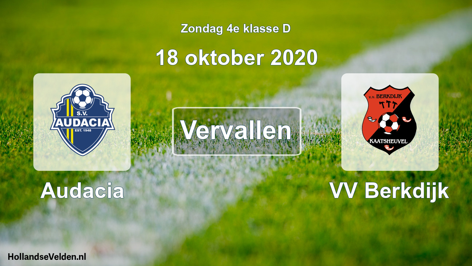 Scheduled Match: Audacia - VV Berkdijk (18 October 2020)