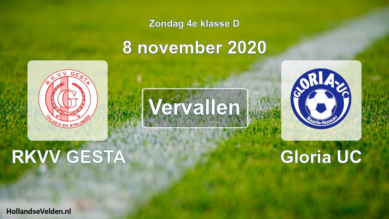 Scheduled Match: RKVV GESTA - Gloria UC (8 November 2020)