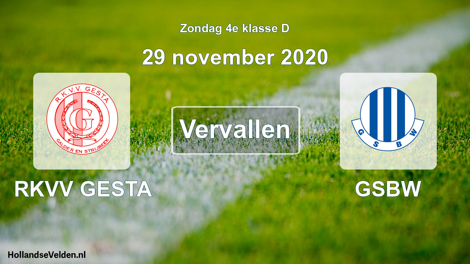 Scheduled Match: RKVV GESTA - GSBW (29 November 2020)
