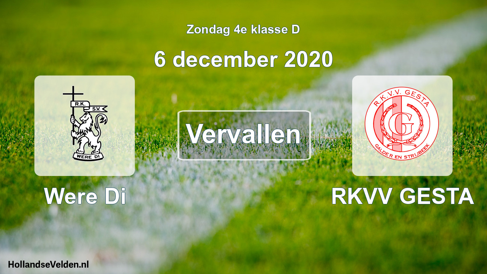 Scheduled Match: Were Di - RKVV GESTA (6 December 2020)