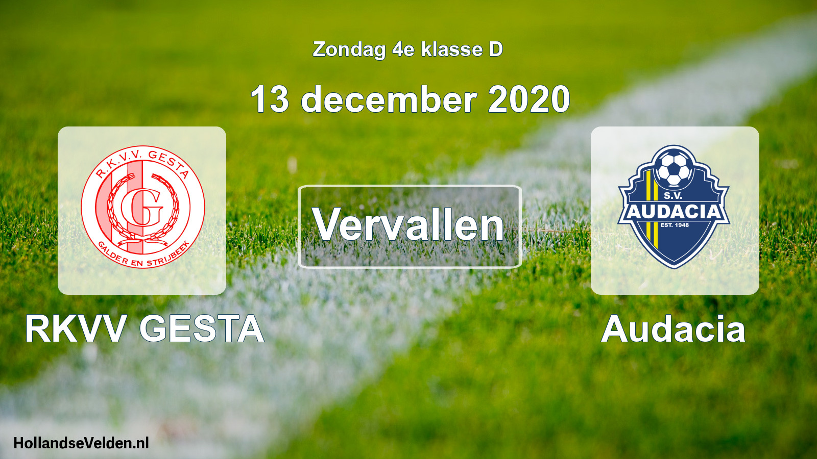 Scheduled Match: RKVV GESTA - Audacia (13 December 2020)
