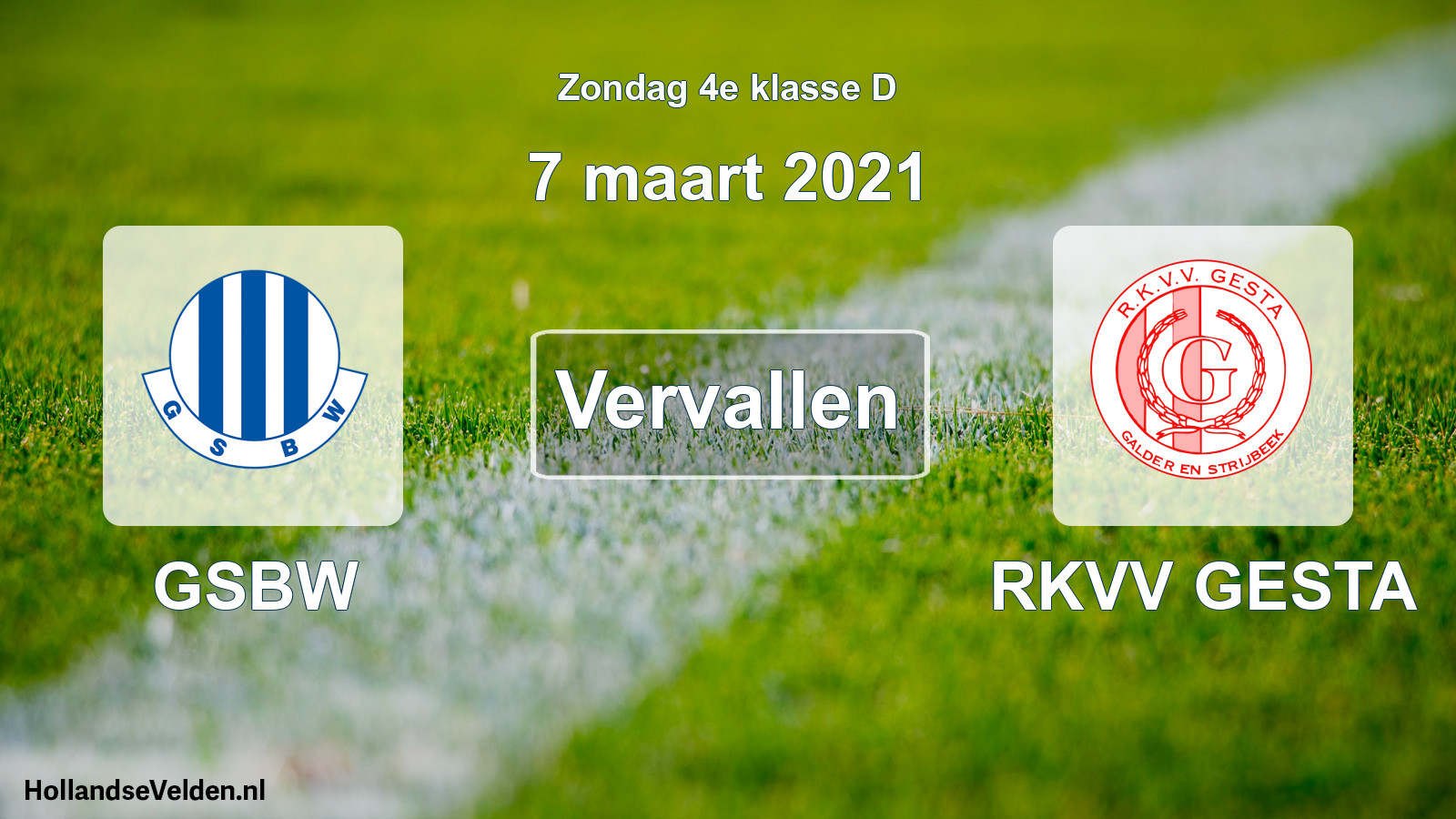 Scheduled Match: GSBW - RKVV GESTA (7 March 2021)