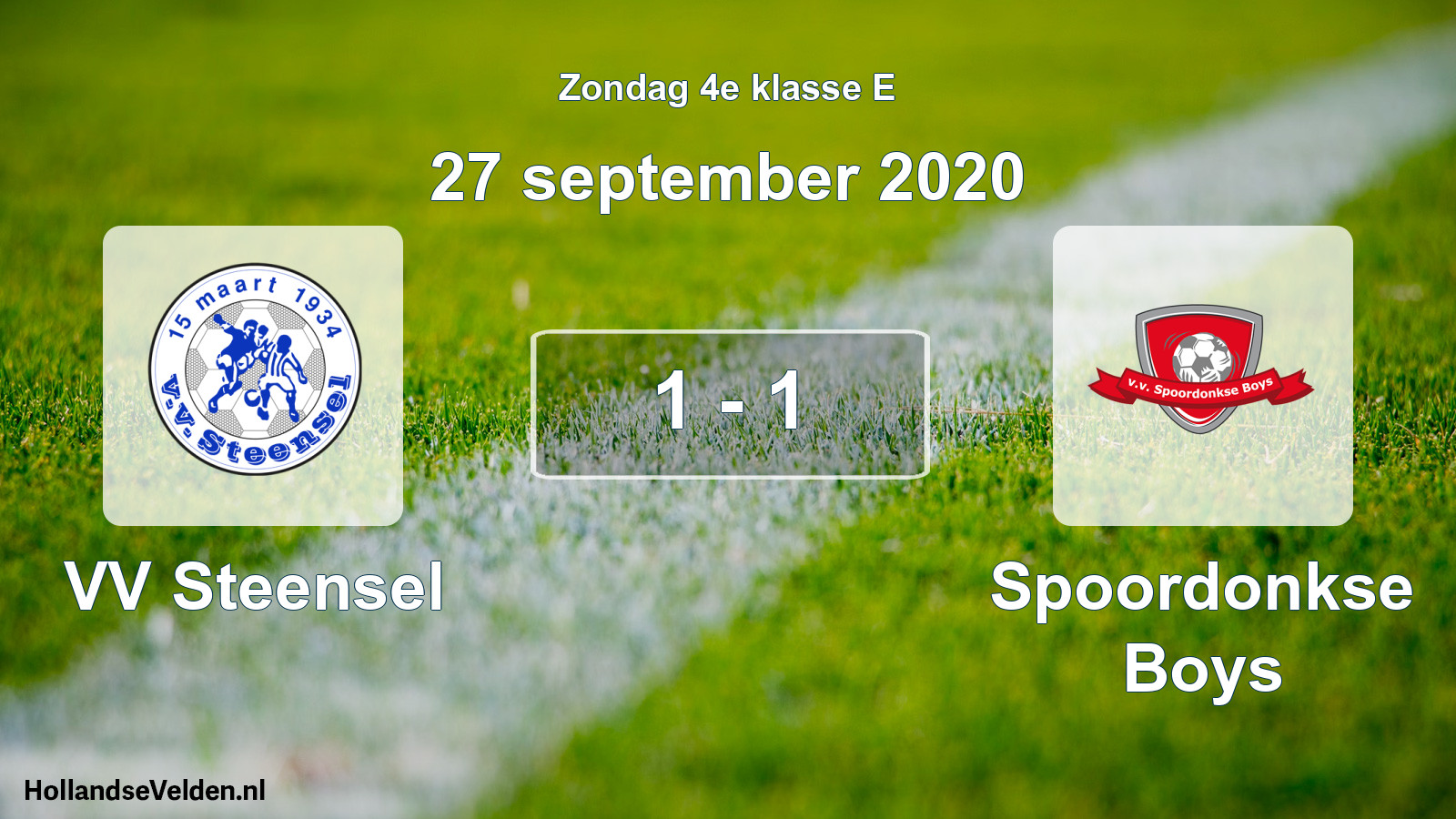 Total number of matches played: VV Steensel - Spoordonkse Boys 1 - 1 (27 September 2020)