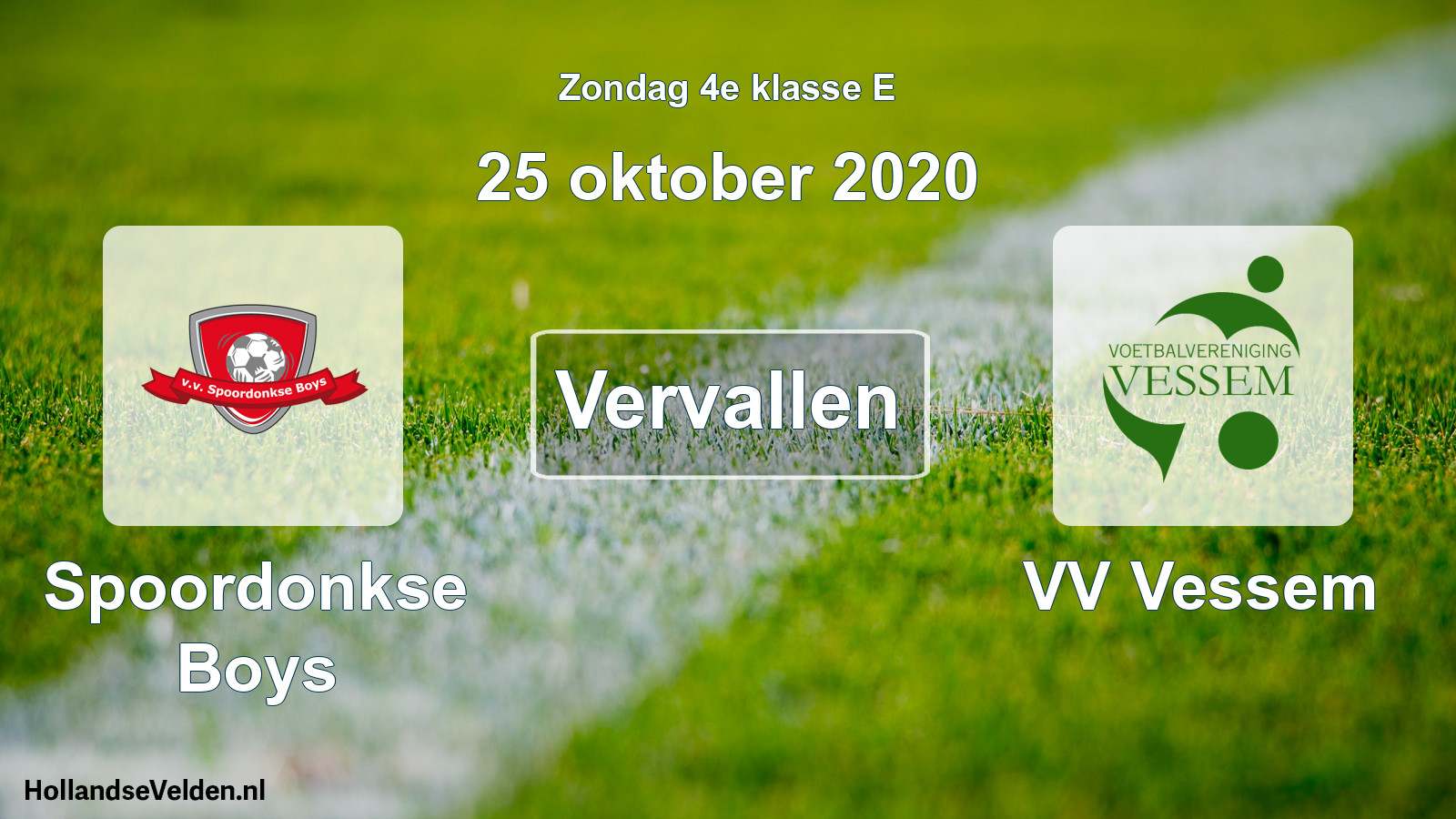 Scheduled Match: Spoordonkse Boys - VV Vessem (25 October 2020)