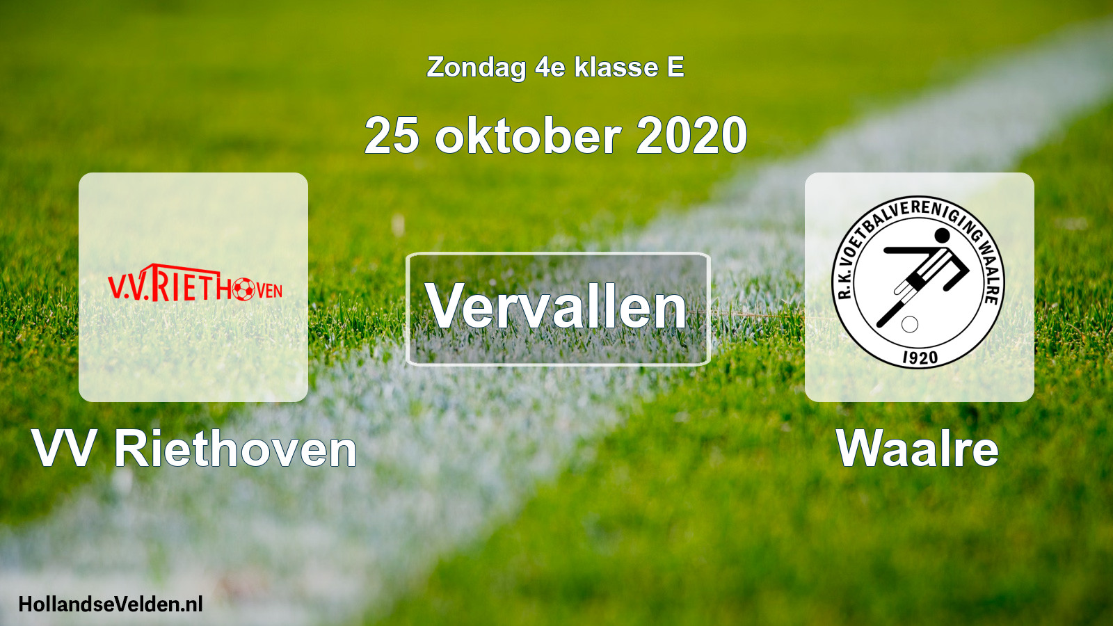 Scheduled Match: VV Riethoven - Waalre (25 October 2020)